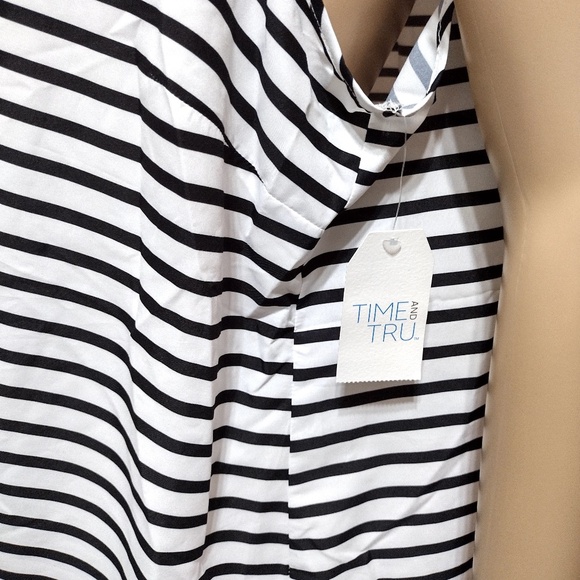 Time and Tru Women's Large (12-14) White & Black Striped Tank Top - Picture 9 of 9